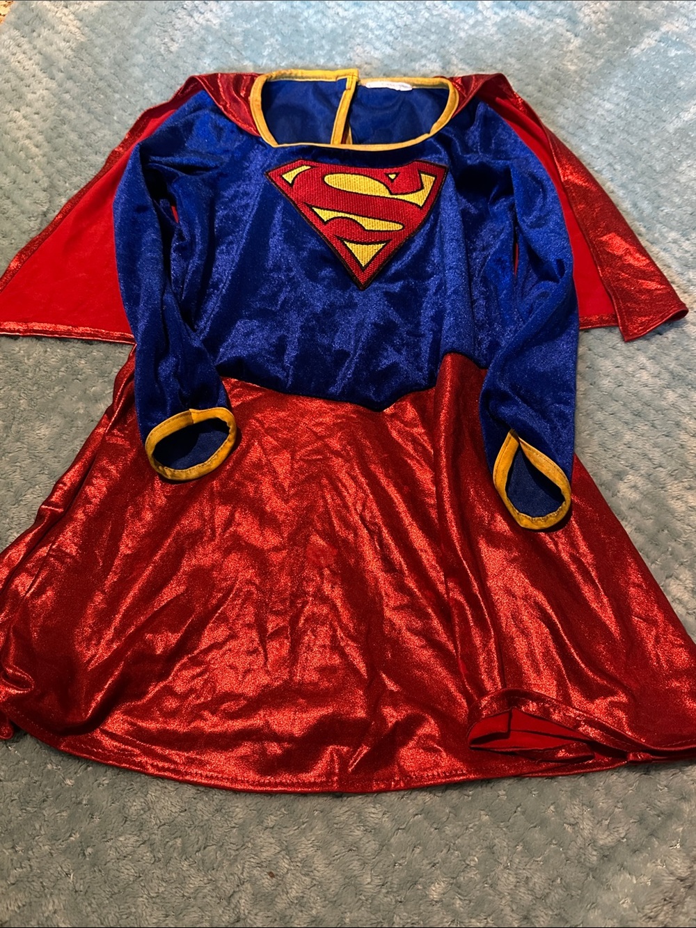 Girls' Superhero Cape Dress Costume - Blue & Red